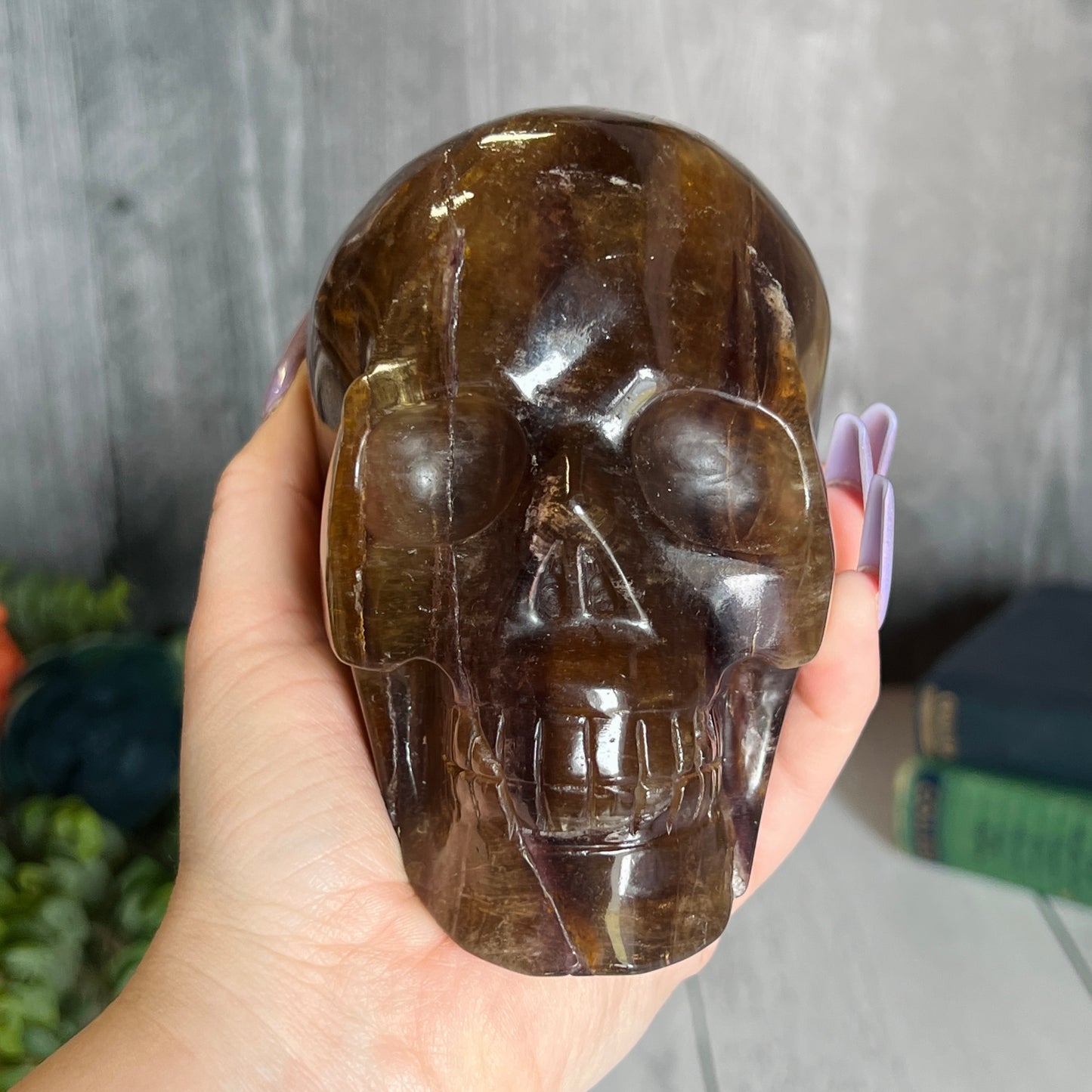 Yellow Fluorite Skull