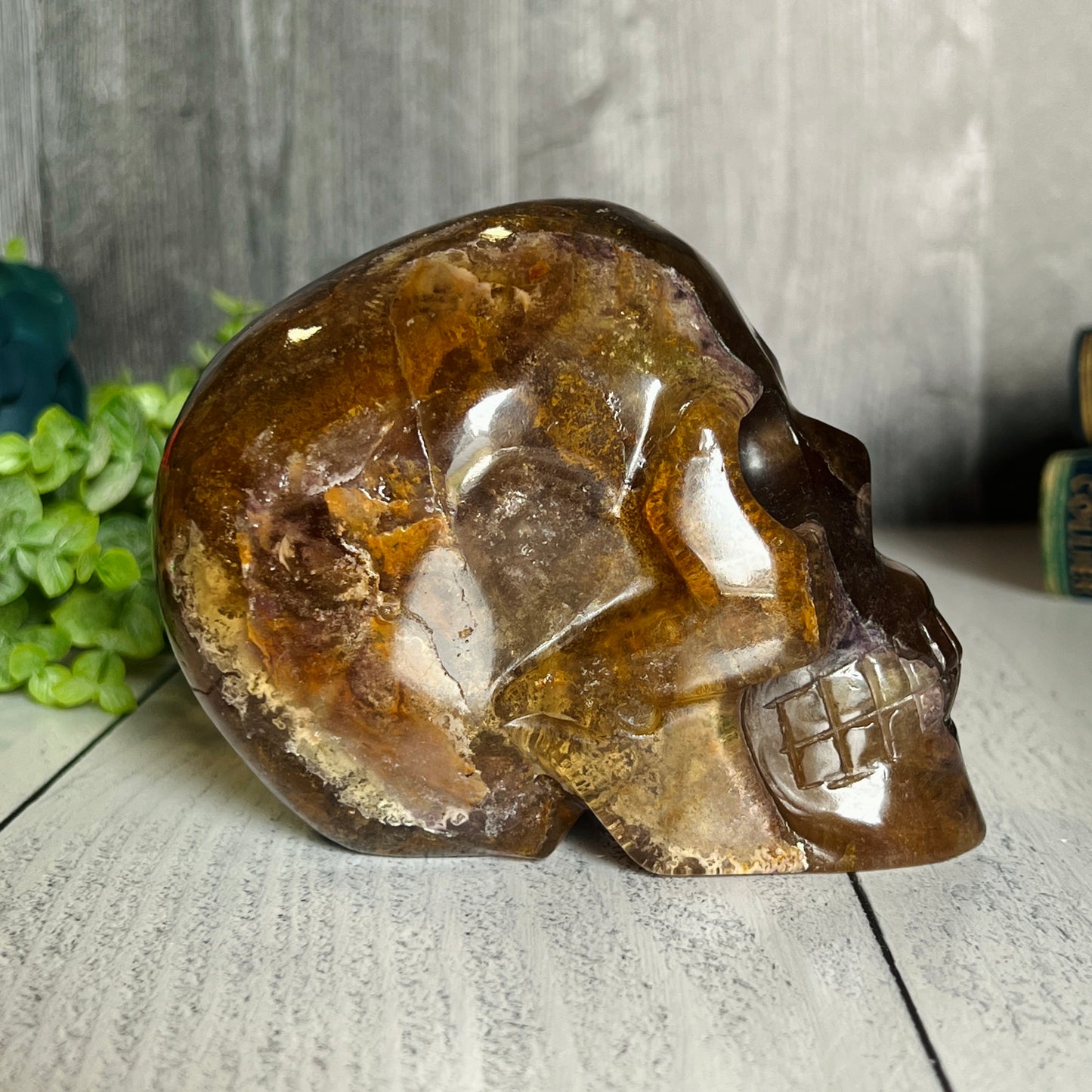 Yellow Fluorite Skull