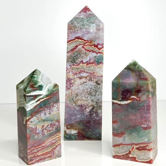 Ocean Jasper Moss Agate Towers