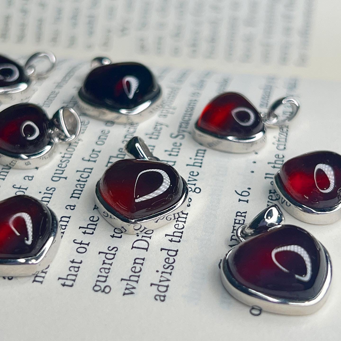 S925 Garnet Heart Pendant