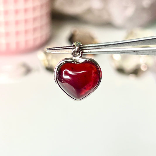 S925 Garnet Heart Pendant