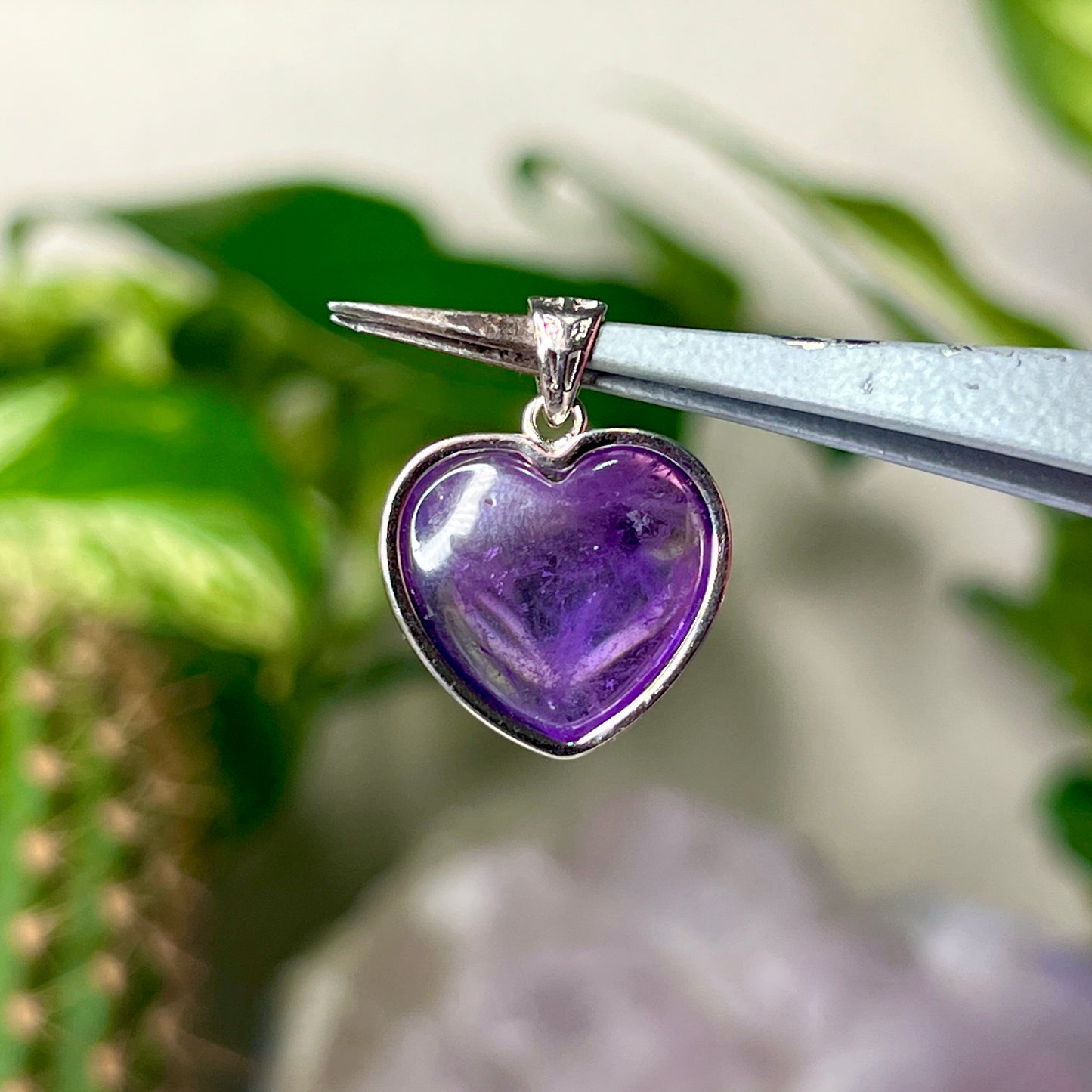 S925 Amethyst Heart Pendants