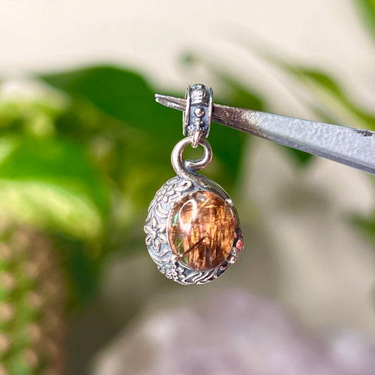 S925 Rutile Quartz & Sunstone   Pendants