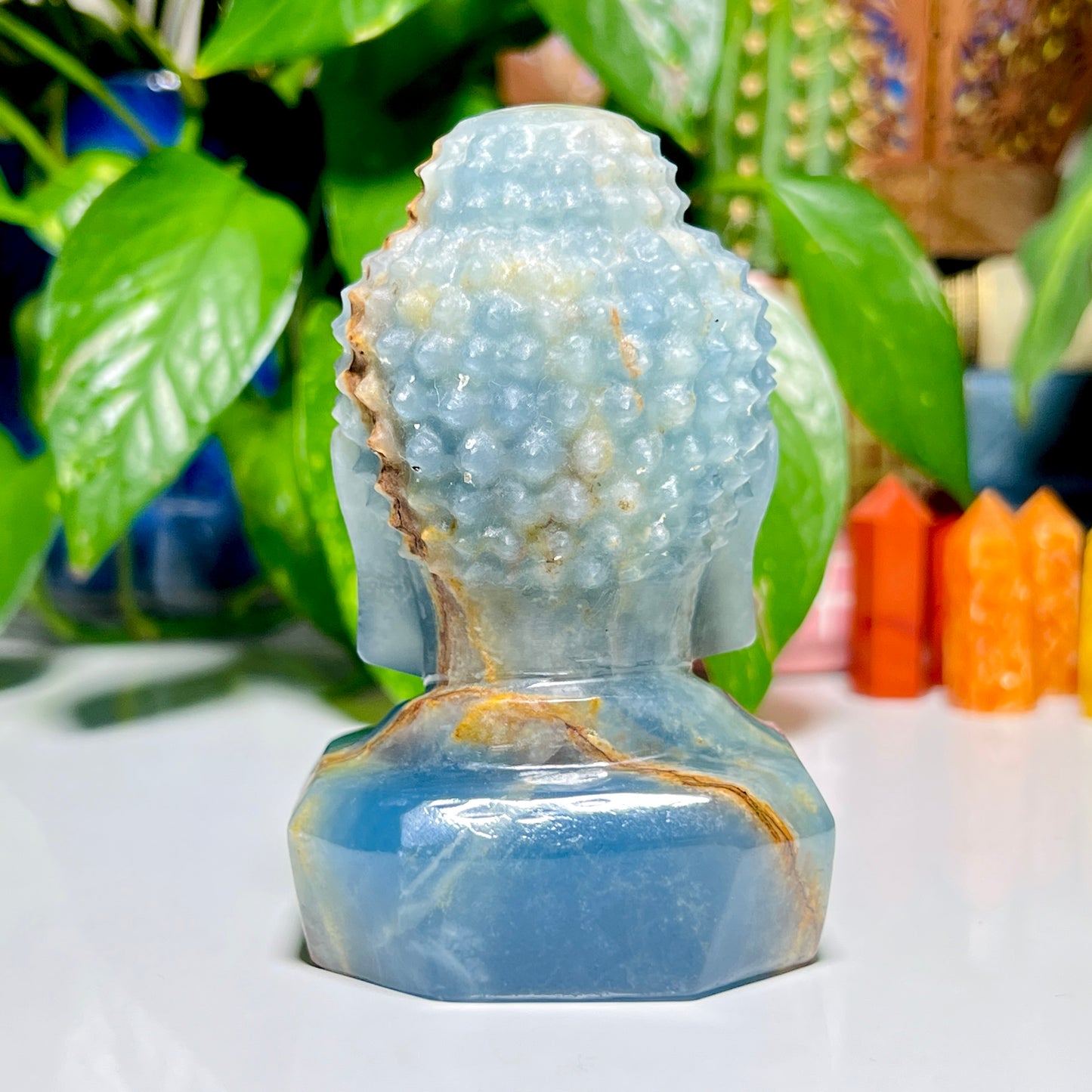 Blue Onyx Buddha Head