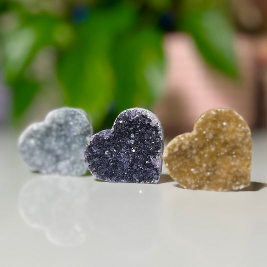 Druzy Amethyst hearts