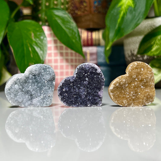 Druzy Amethyst hearts