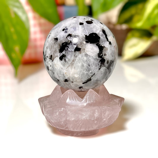 Rose Quartz Flower Sphere Stand