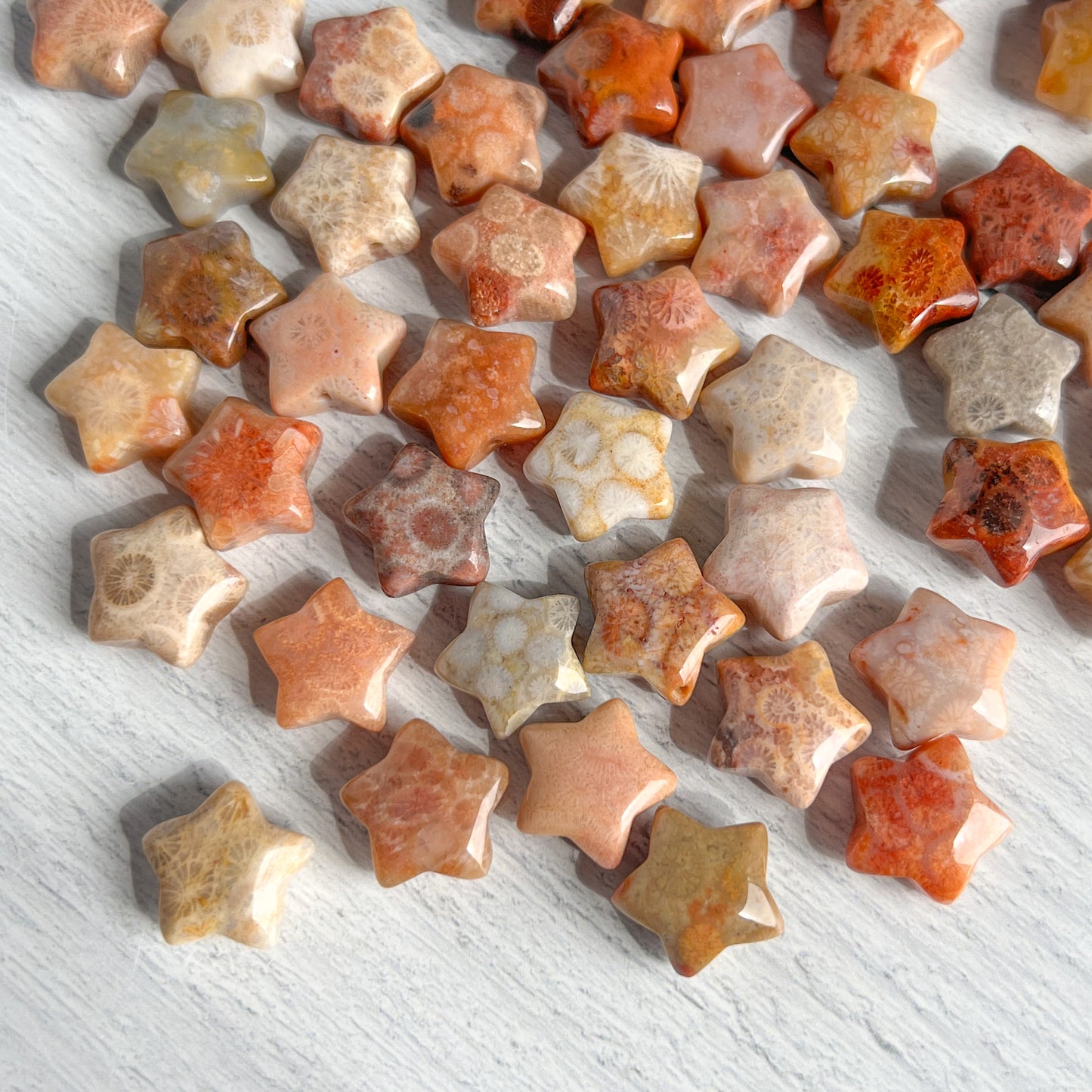 Drilled Coral Jasper Stars