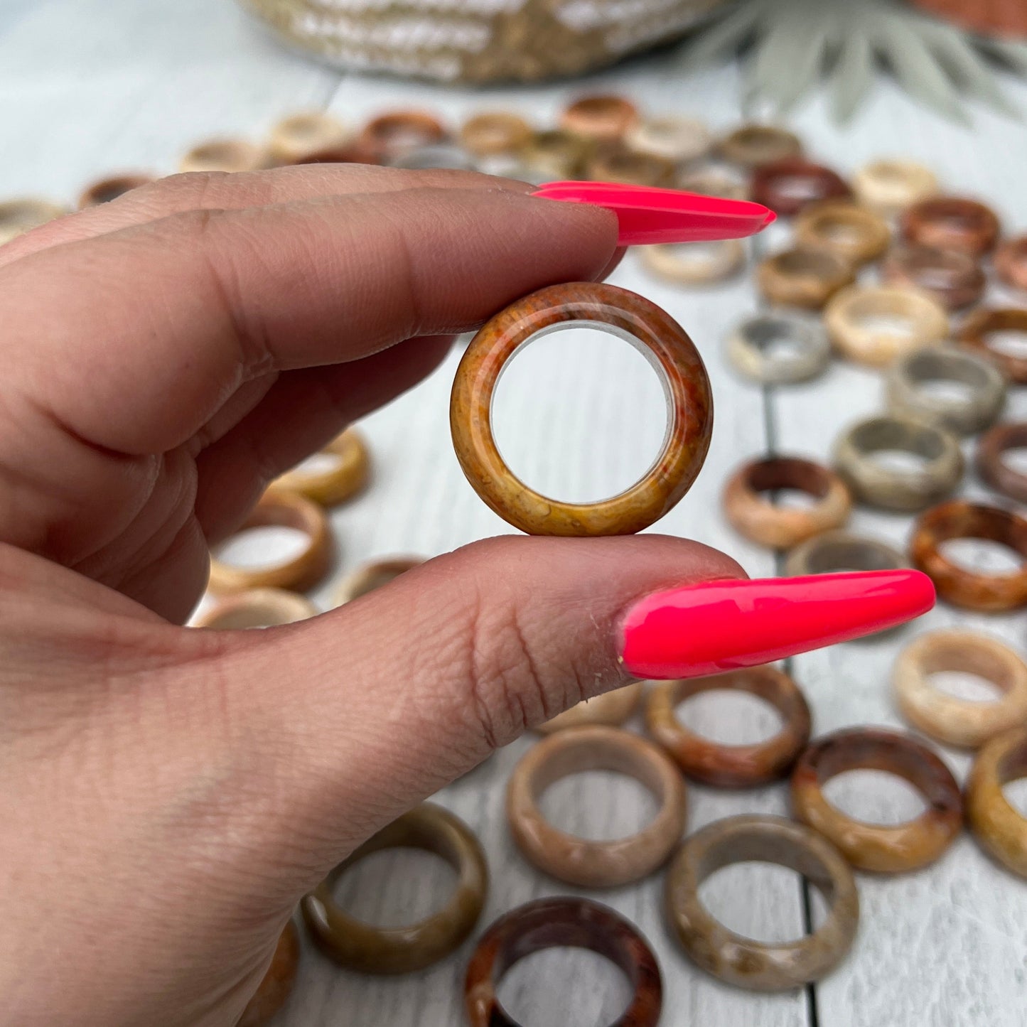 Coral Jasper Rings