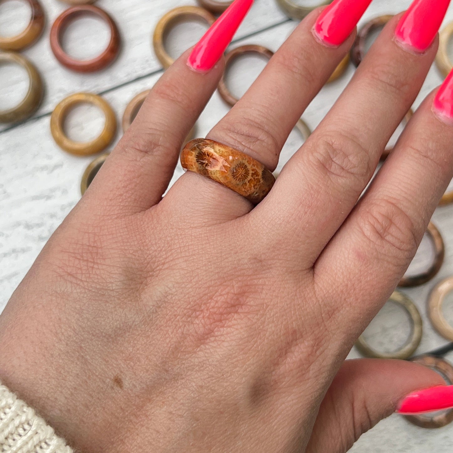 Coral Jasper Rings