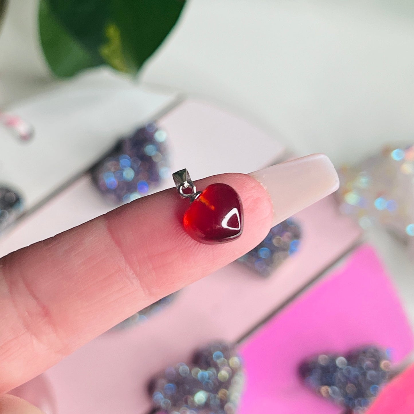 S925 Small Garnet Heart Pendant