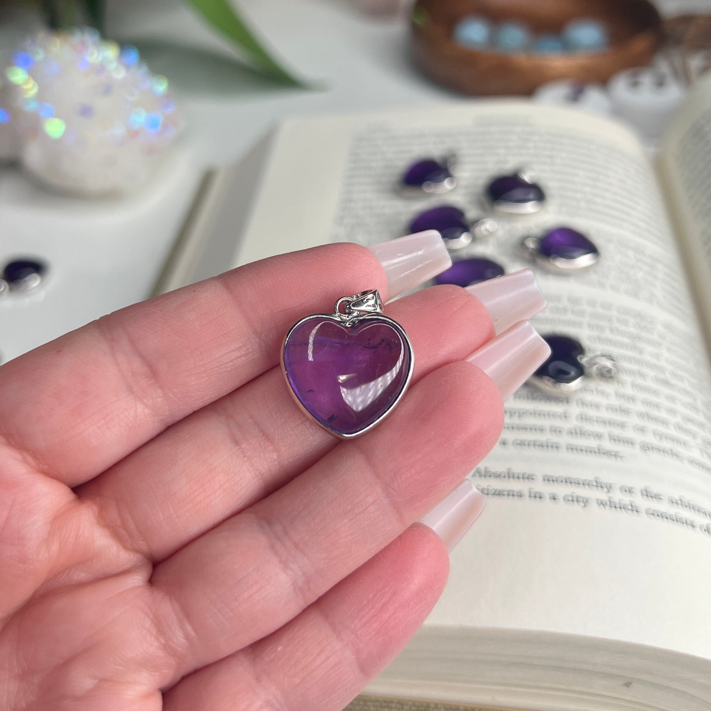 S925 Amethyst Heart Pendants