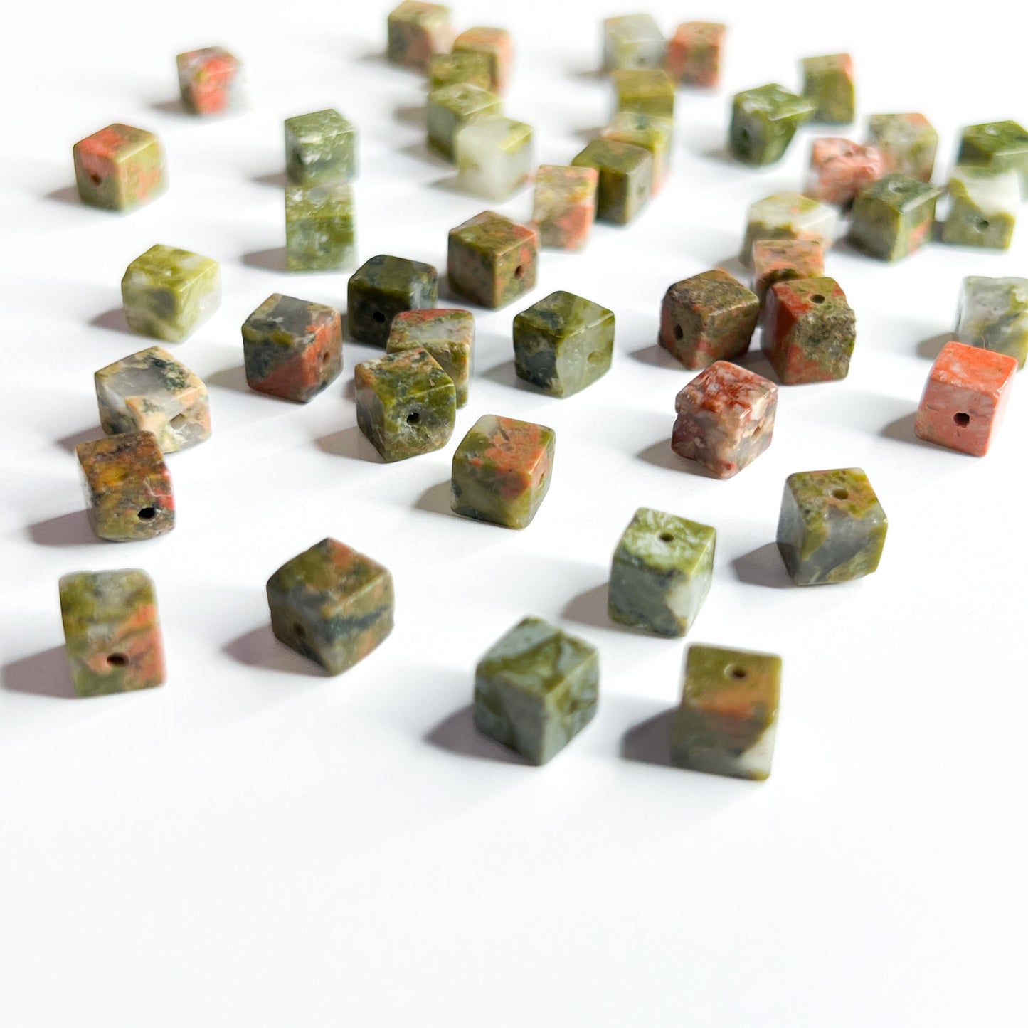 Unakite Cube Beads